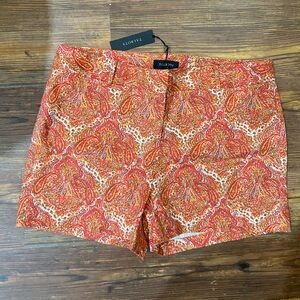 NWTS! Talbots Women's 16 coral Paisley cotton stretch chino Shorts